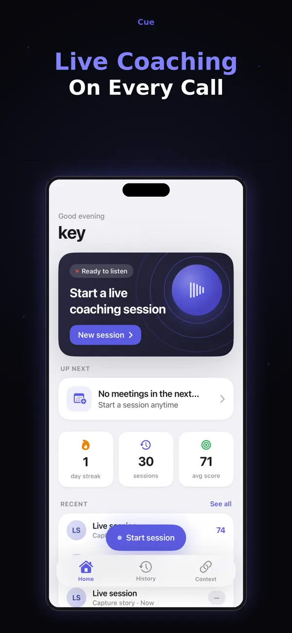 Cue Live Coach screenshot 1