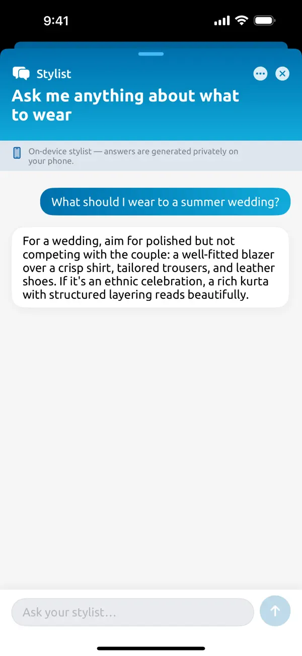 LookMate stylist chat screen