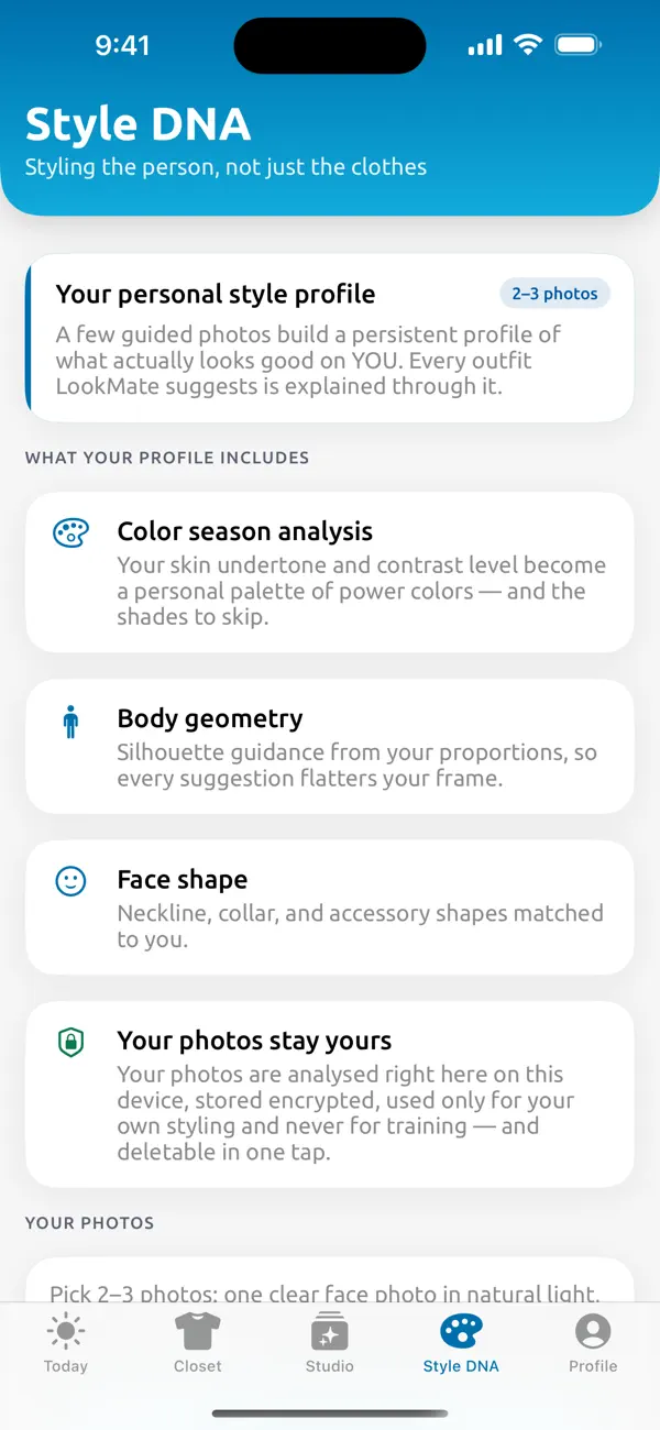 LookMate Style DNA screen